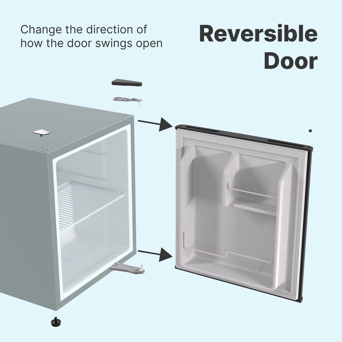 43L Reversible Solid Door Beverage Refrigerator 1.5 Cu. ft. Black Mini Fridge R52449