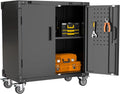 Lockable Steel Storage Cabinet with Adjustable Shelves and Wheels, Black R622035