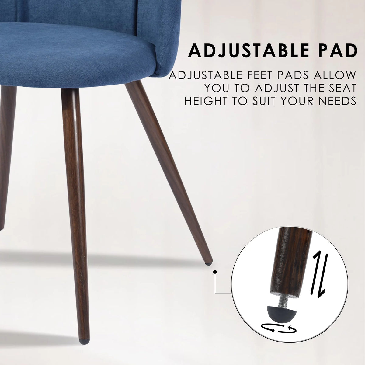 Blue Fabric Dining Chairs Set of 2 Metal Frame B755