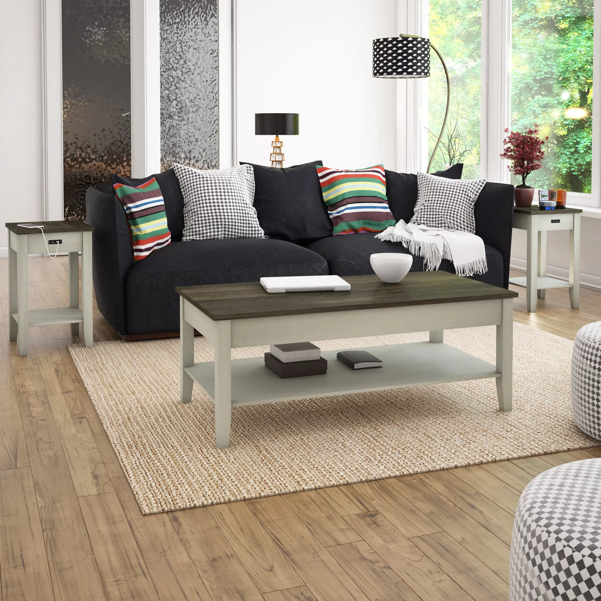 Two Tone Modern Farmhouse Coffee Table V4938