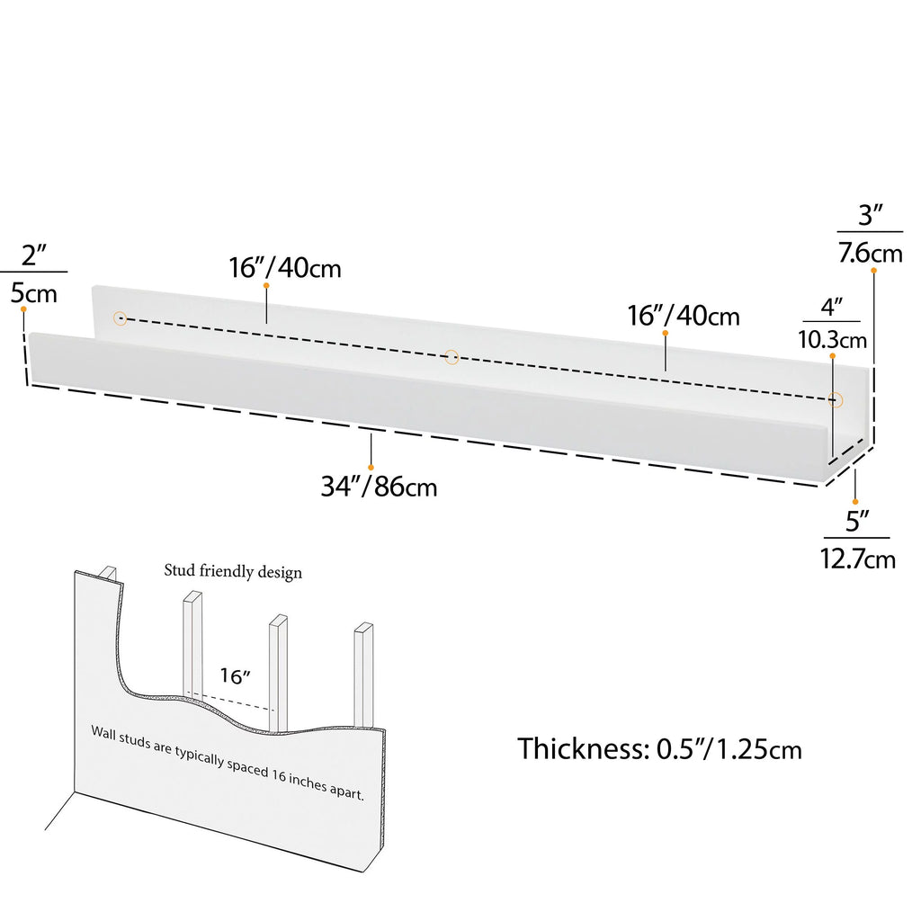 White Set of 2 Wall Floating Shelves D5288
