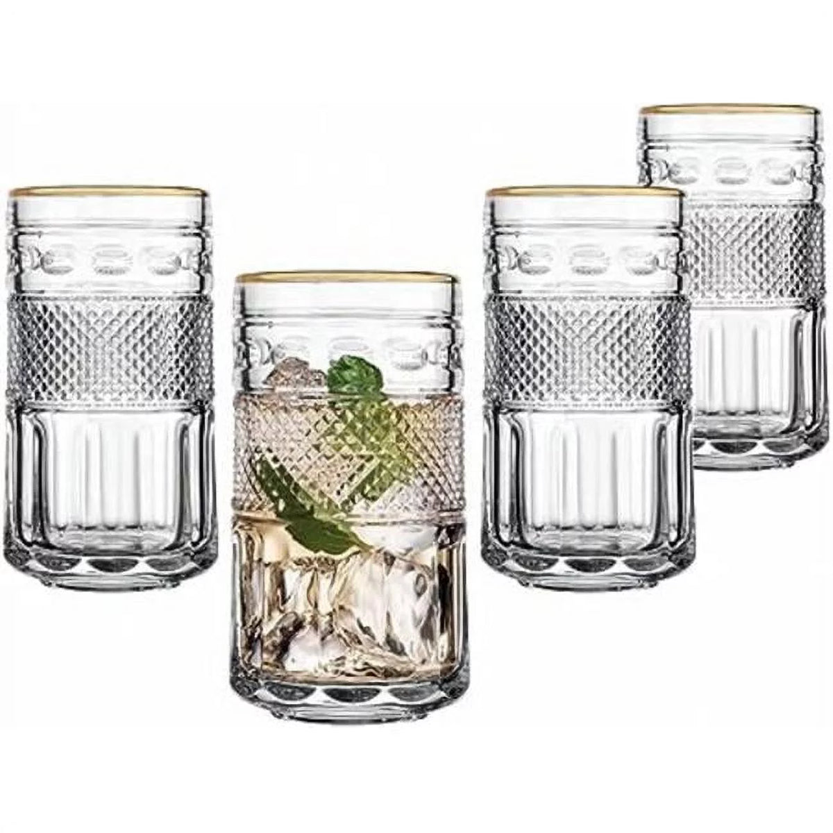 12 oz Gold Rim Highball Glass Cup R868