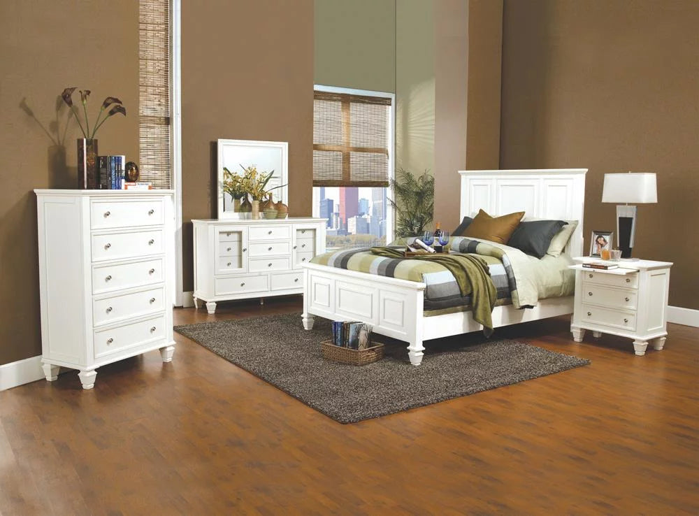 King Panel Bed with High Headboard Cream White W270