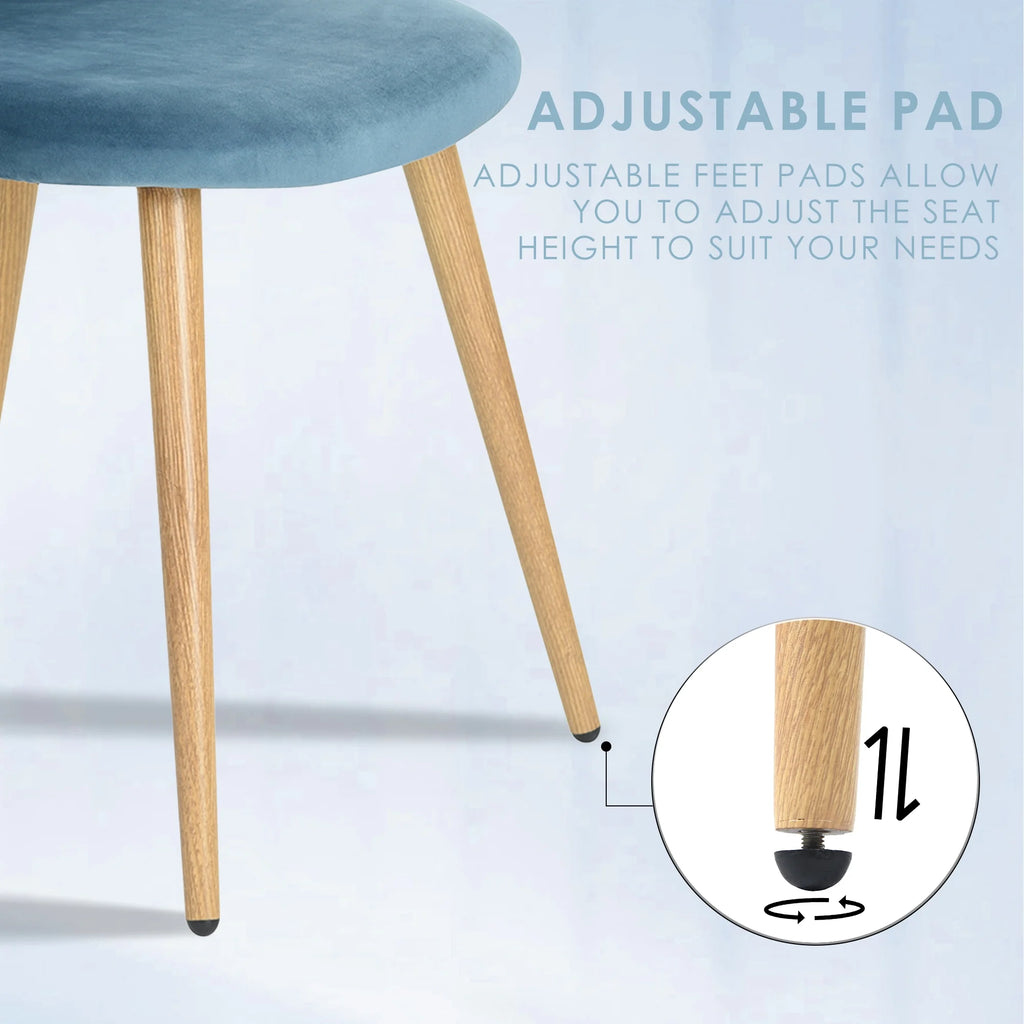Velvet Dining Chairs Set of 2 with Backrest Blue G1487