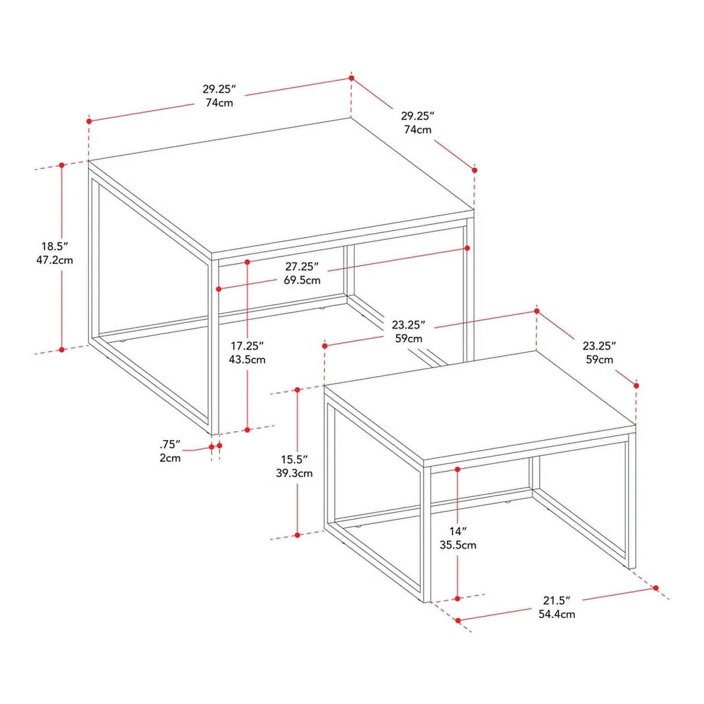 Brown Wood & Metal Nesting Coffee Tables J345101