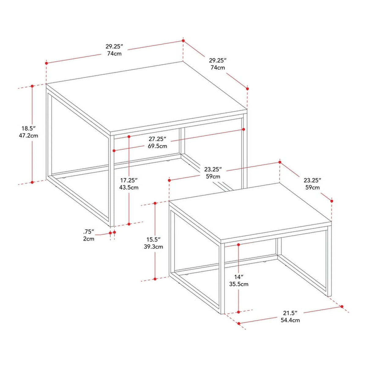 Brown Wood & Metal Nesting Coffee Tables J345101