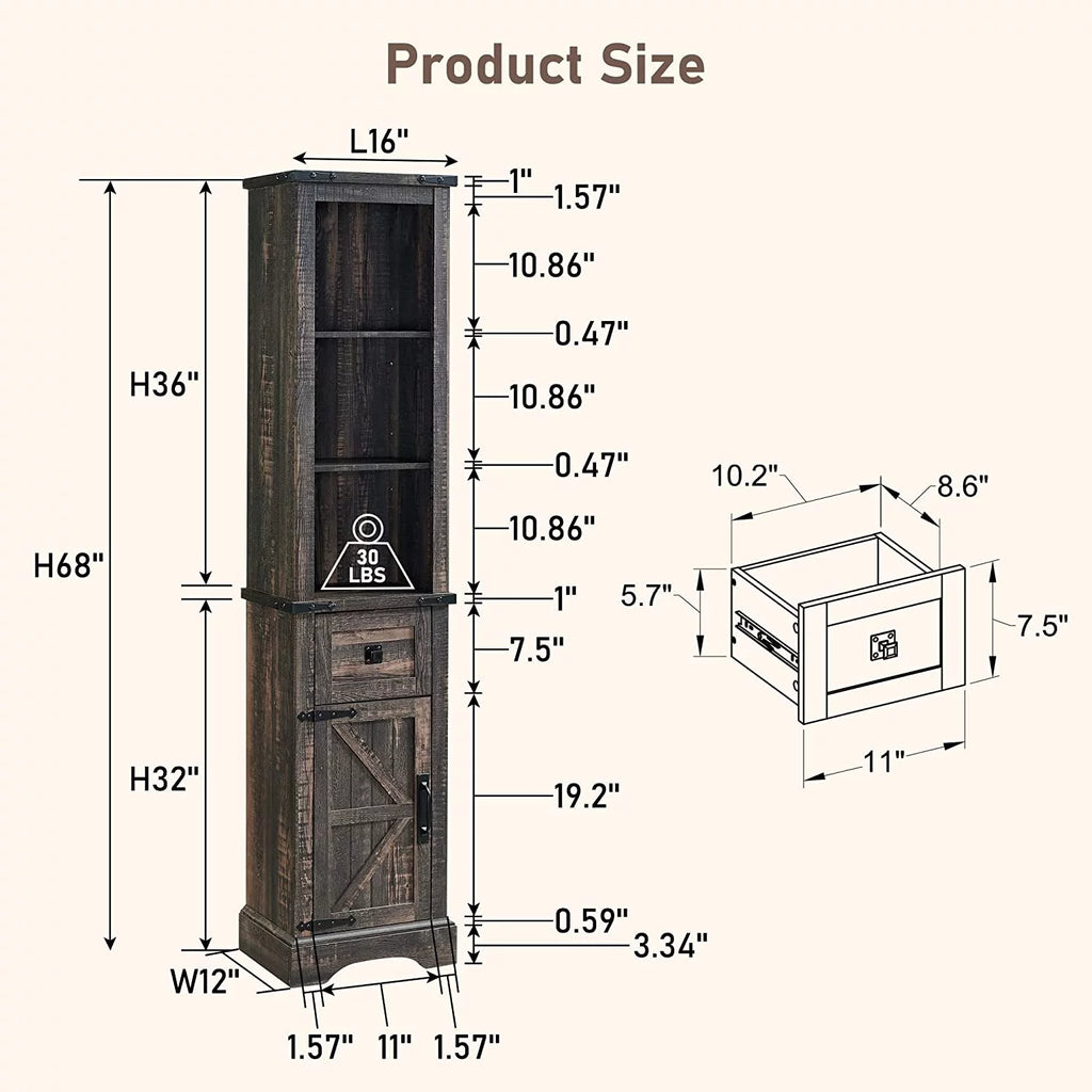 Bathroom Storage Cabinet with Door and Drawer G39065