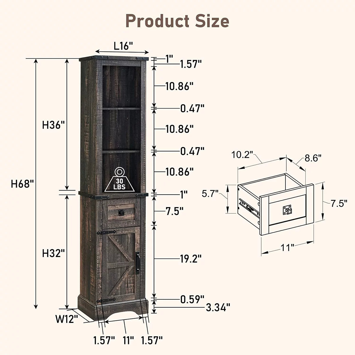 Bathroom Storage Cabinet with Door and Drawer G39065