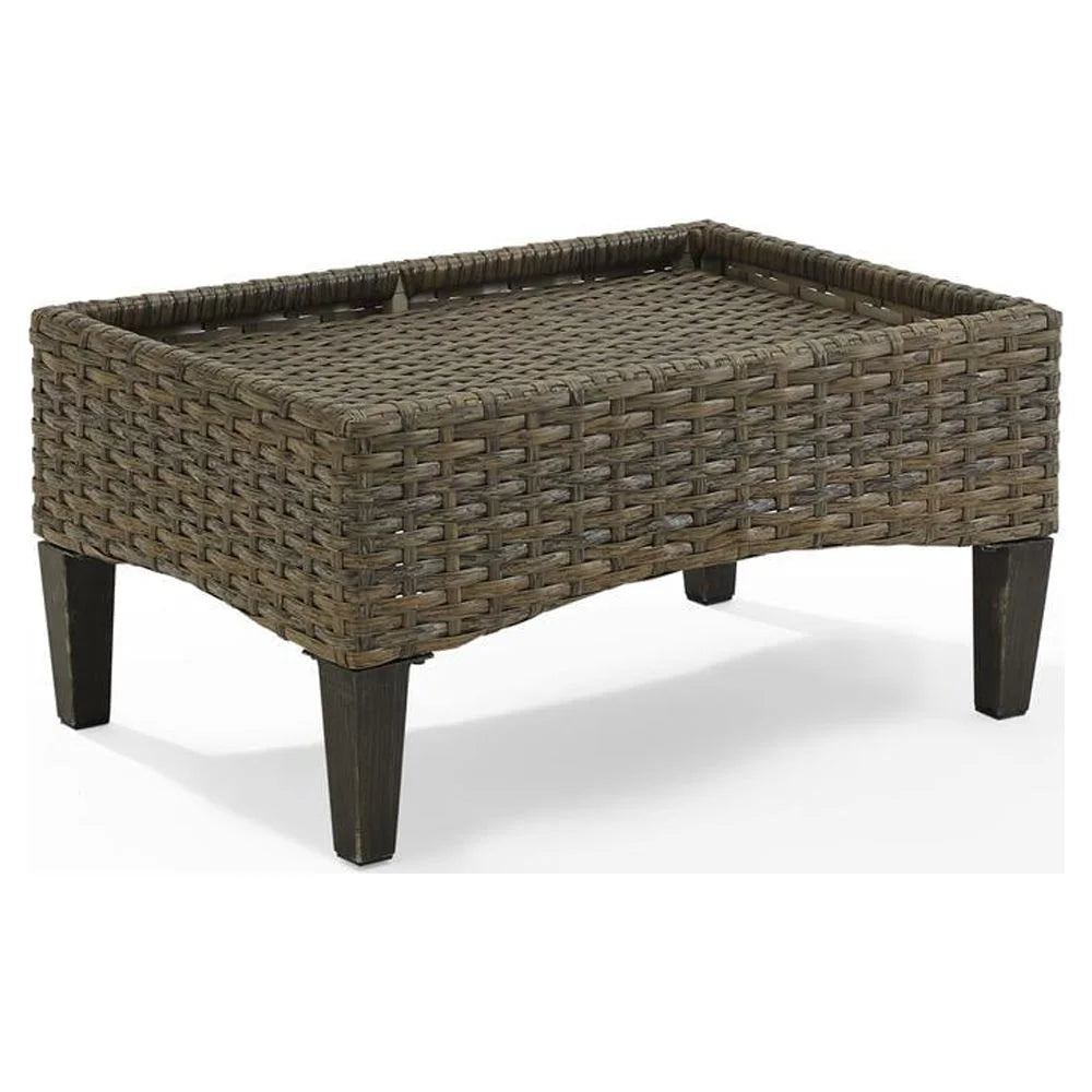 Brown Wicker Outdoor Ottoman V833