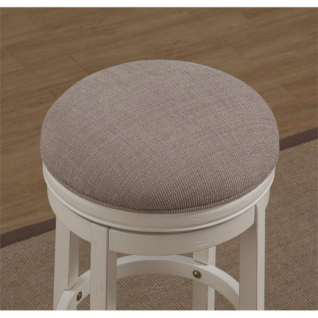 2 Piece Backless Wood Bar Stool Set Antique White Q8605