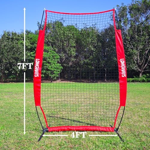 Portable Baseball Softball Pitching Screen with Carry Bag and Ground Stakes H7649