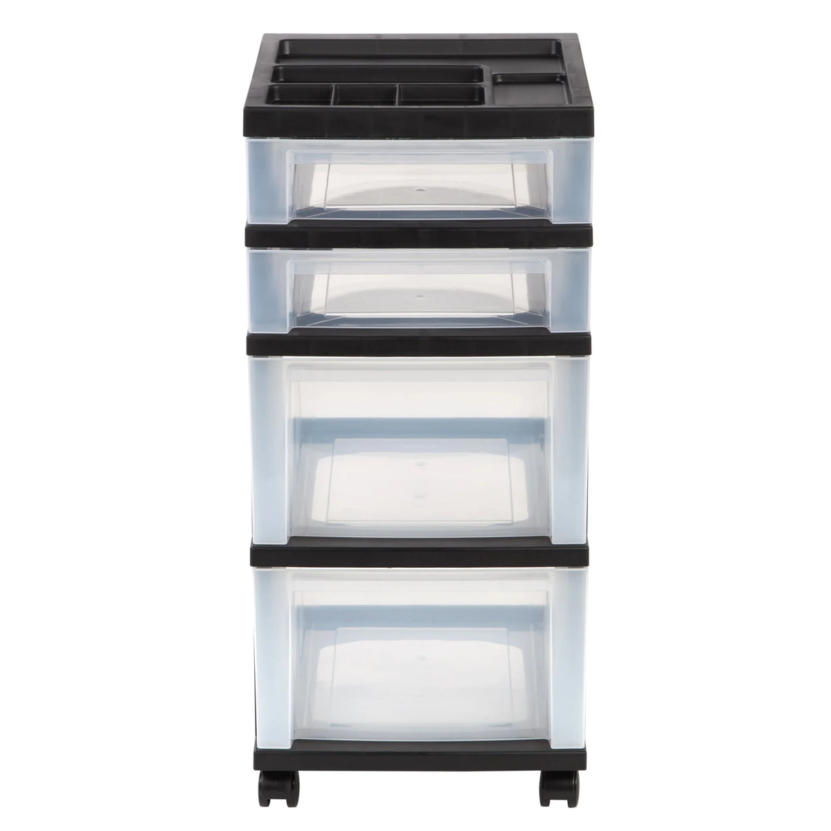 Black 4 Drawer Medium Plastic Storage Cart E406