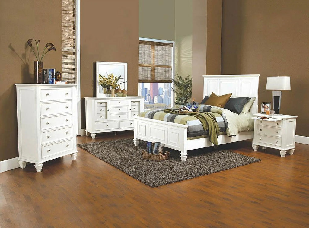King Panel Bed with High Headboard Cream White W270