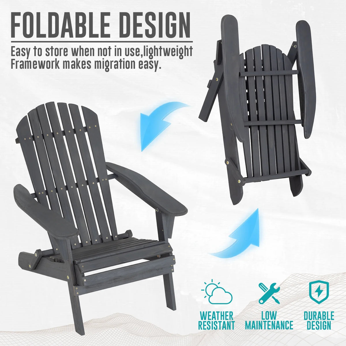Folding Adirondack Chair Grey G5470