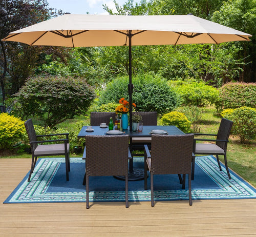 13 ft Double Sided Beige Patio Umbrella U8272