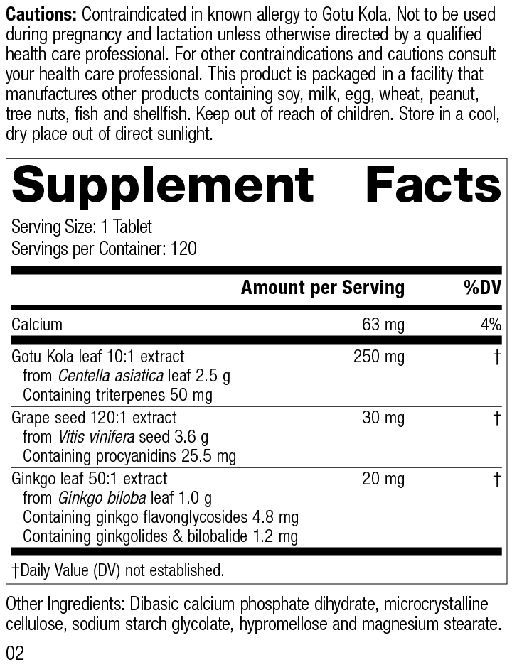 Gotu Kola Complex 120 Tablets L548