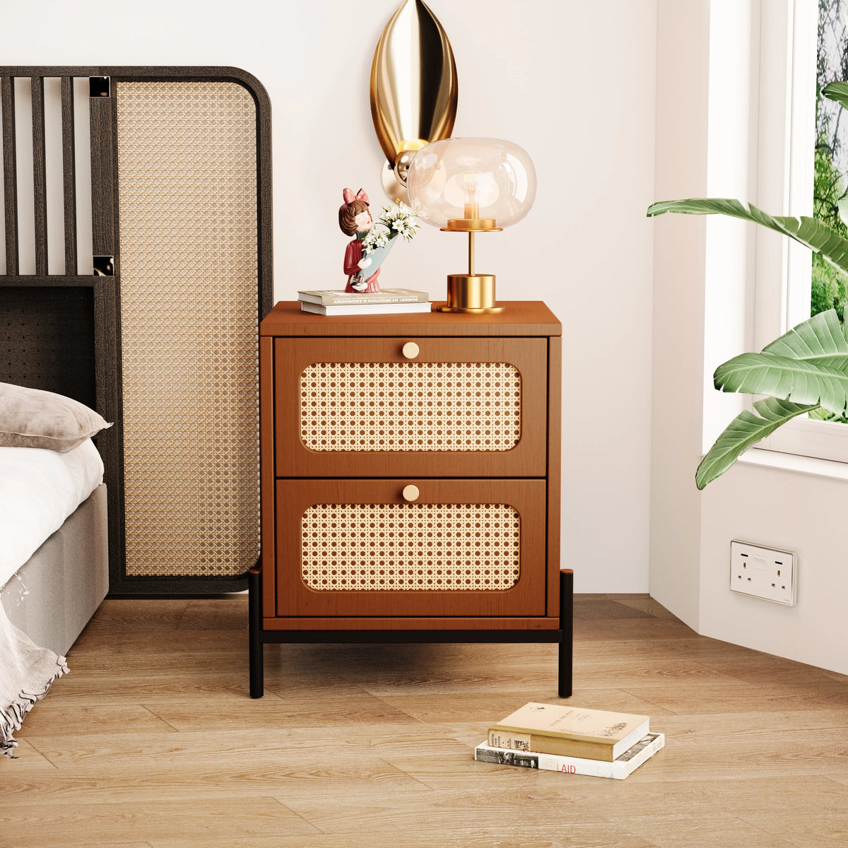 Rattan Wood Drawer Storage Cabinet H461