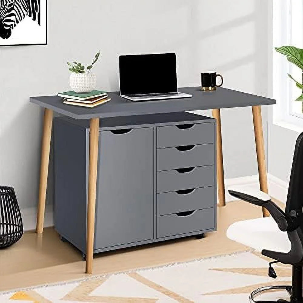 5 Drawer Wood Dresser Cabinet with Wheels Z193799
