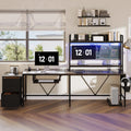 Black 55" Reversible Corner Computer Desk with Storage Shelf A1351