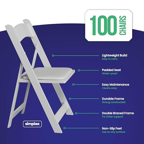 White Resin Folding Chairs 4 Pack B11655