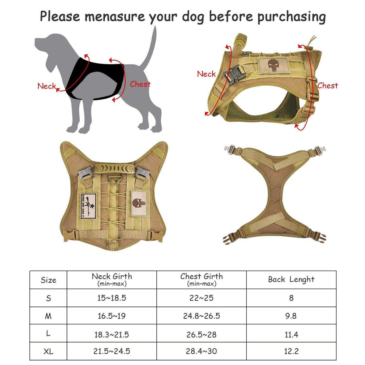 Tactical Service Dog Vest Harness with Rubber Handle I49948