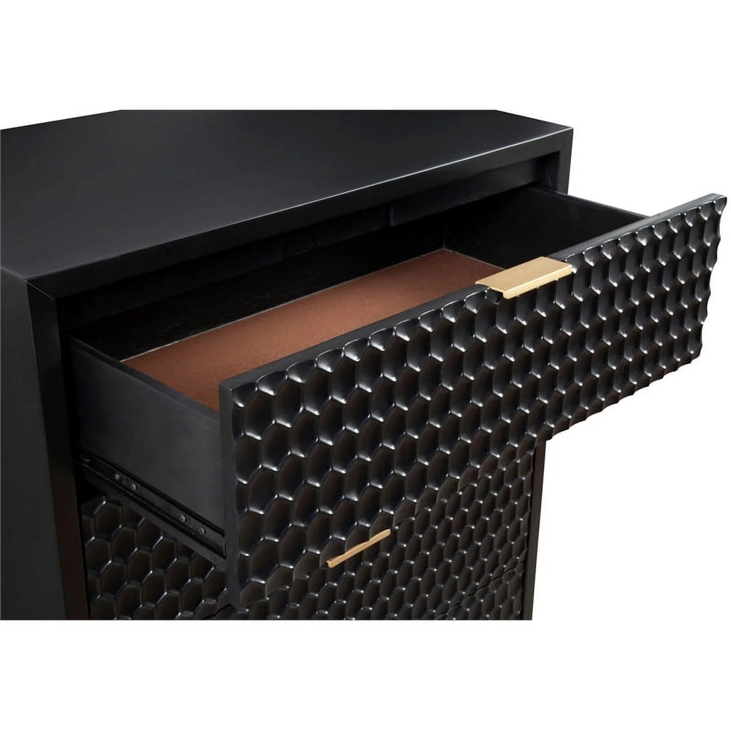 5 Drawer Chest and Wood Desk Set in Black N4465