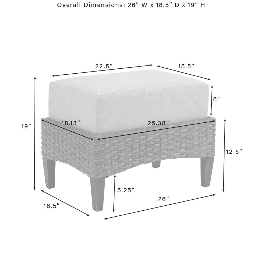 Brown Wicker Outdoor Ottoman V833