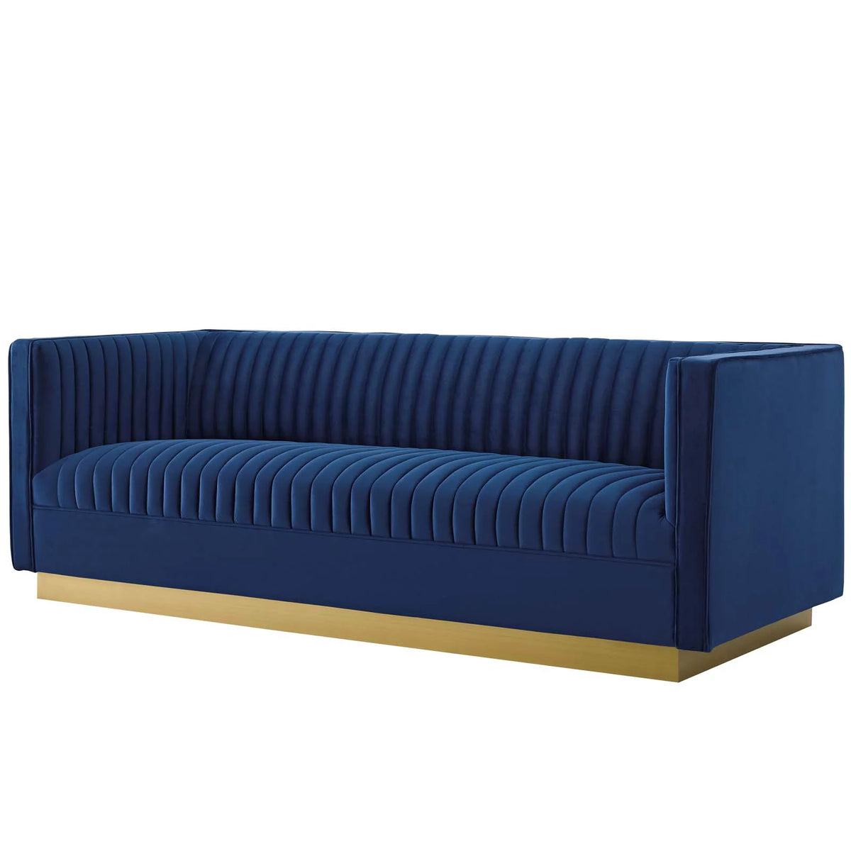 Blue Velvet Tufted Armchair and Sofa Set Y54109
