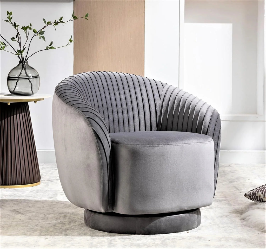Modern Barrel Swivel Velvet Chair Q63618