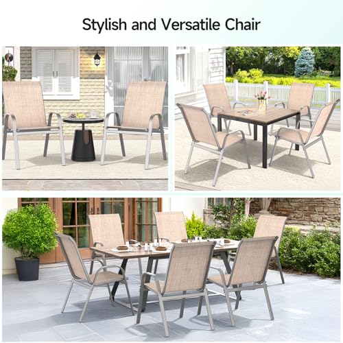 Brown Metal Stackable Patio Chairs Set of 4 V48120