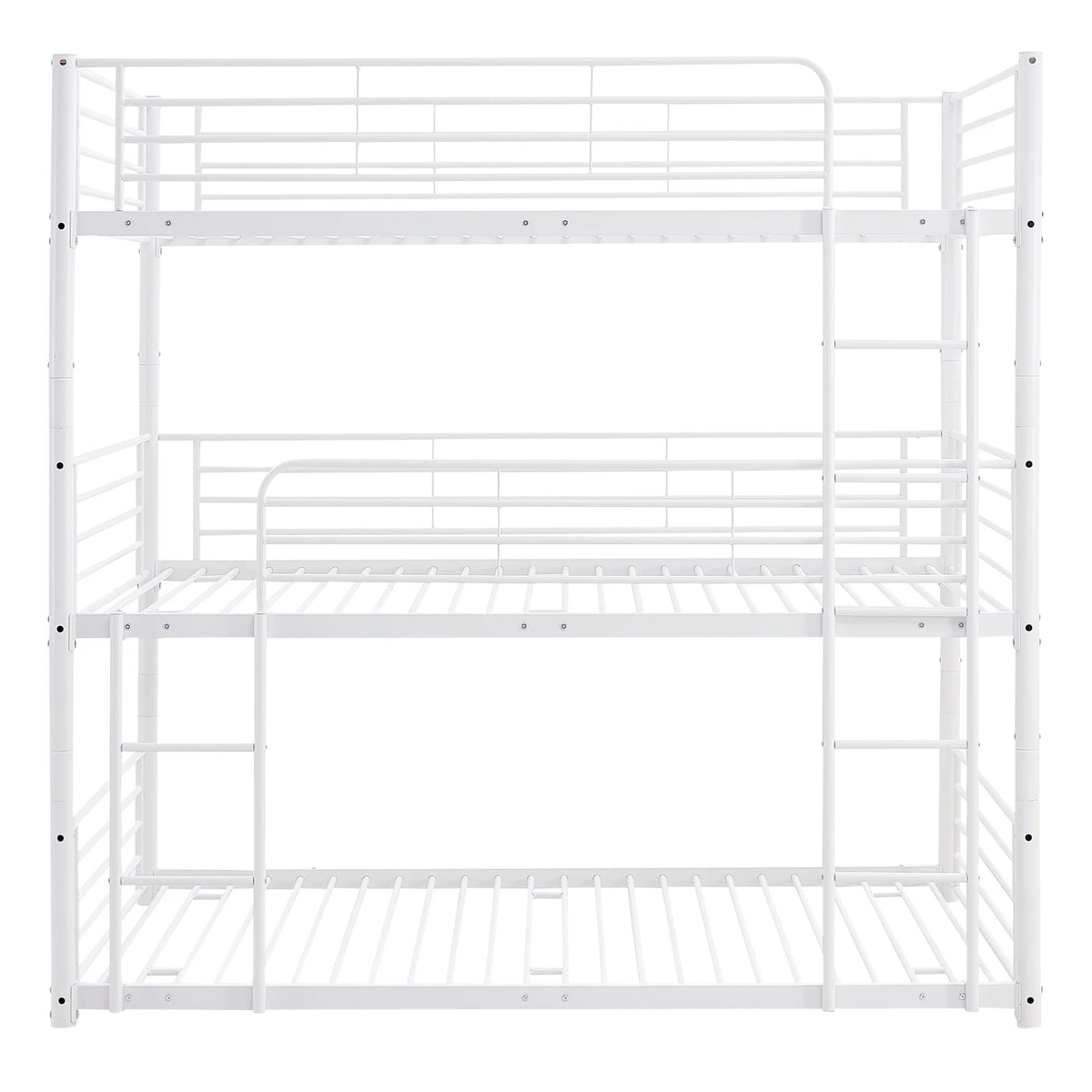 Full Metal Triple Bed with Built-In Ladder White X560893