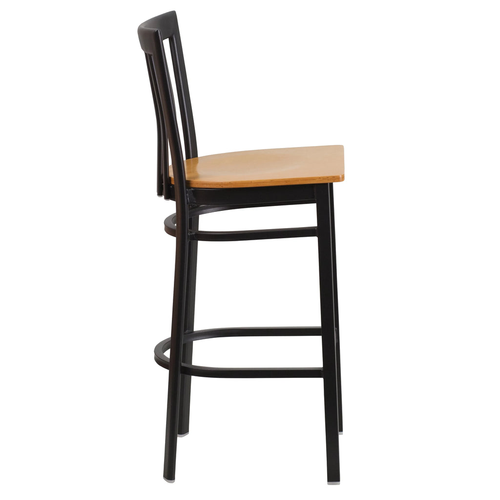 Metal Barstool with Walnut Wood Seat P90915