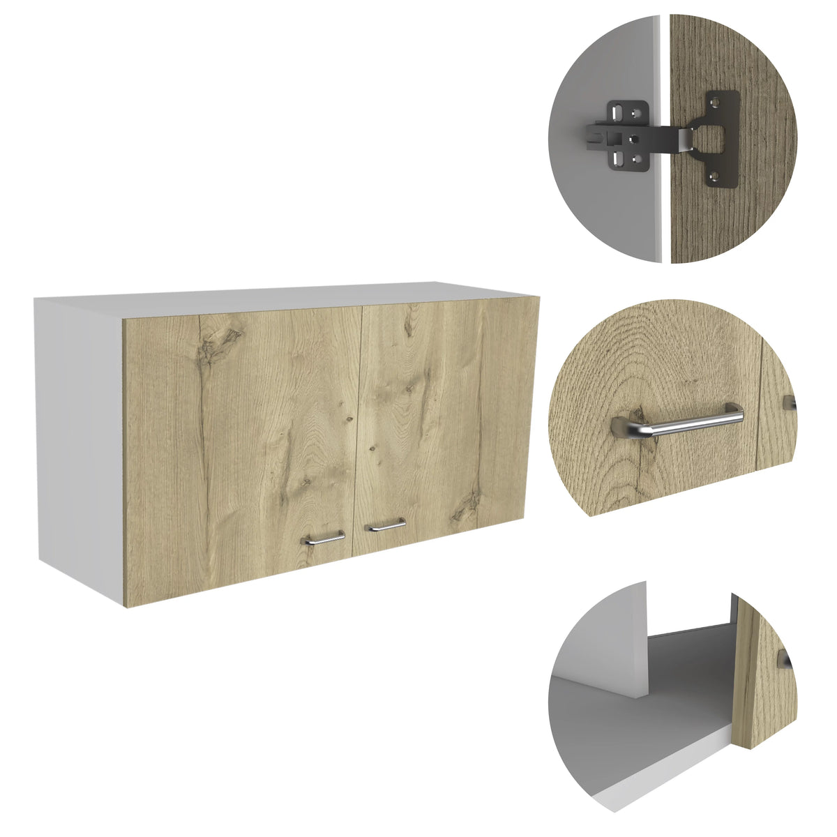 Rectangle 2-Door Wall Cabinet White and Light Oak N62184