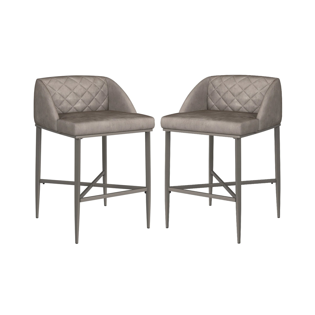 Pewter Metal Counter Height Stool Set of 2 I525470