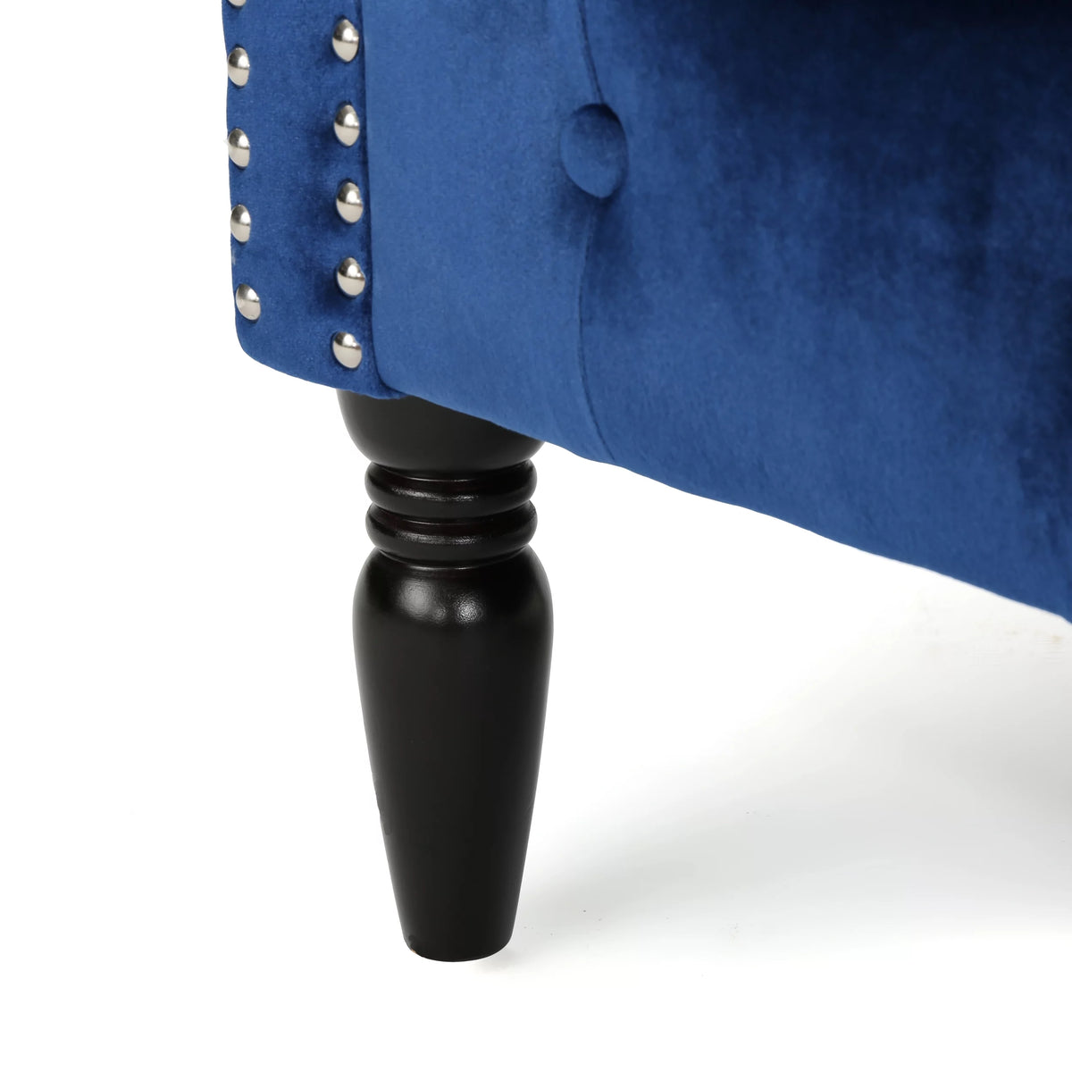 Navy Blue and Dark Brown Tufted Velvet Loveseat K4397