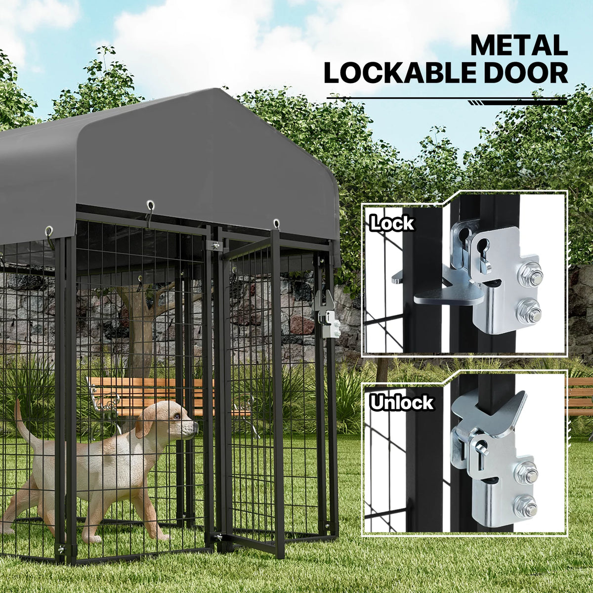 4ft x 4.25ft x 4.5ft 8 Panel Outdoor Dog Kennel E574