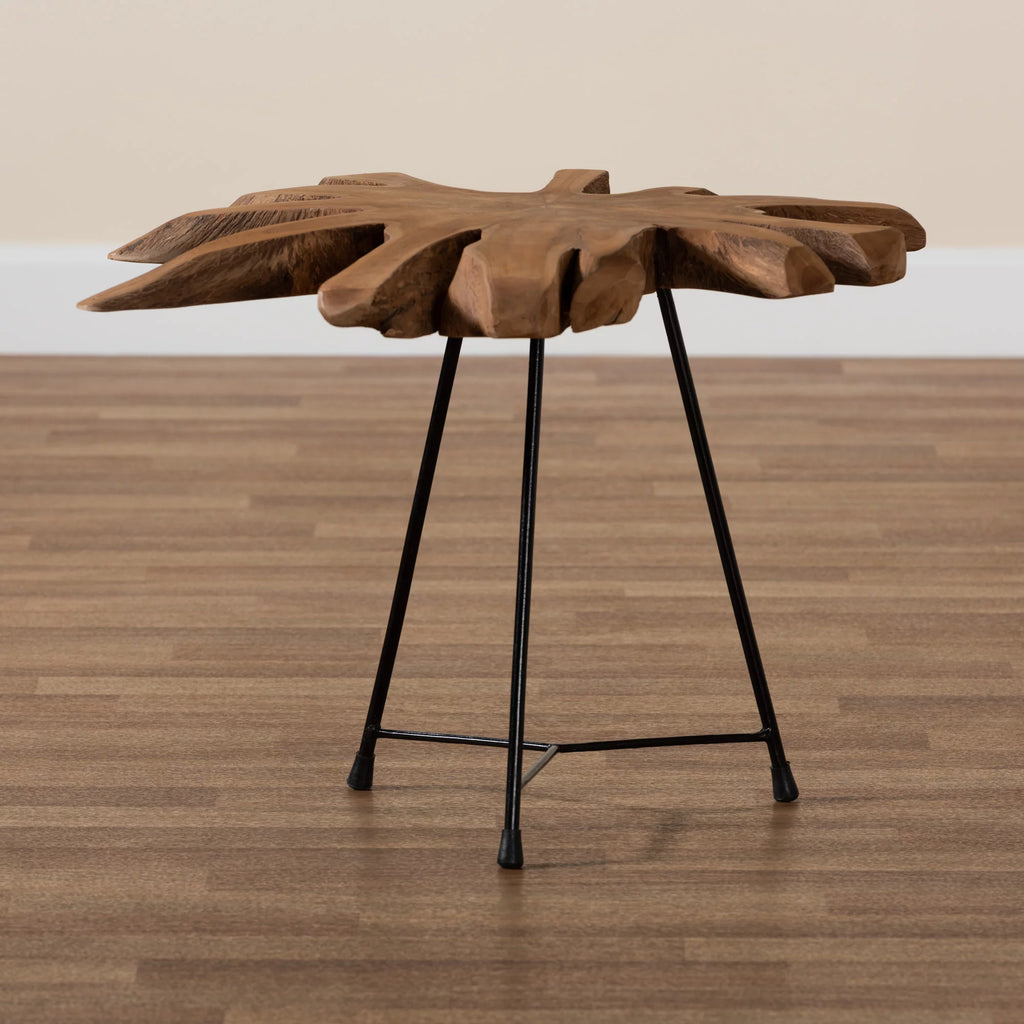 Brown Teak Root End Table U5087