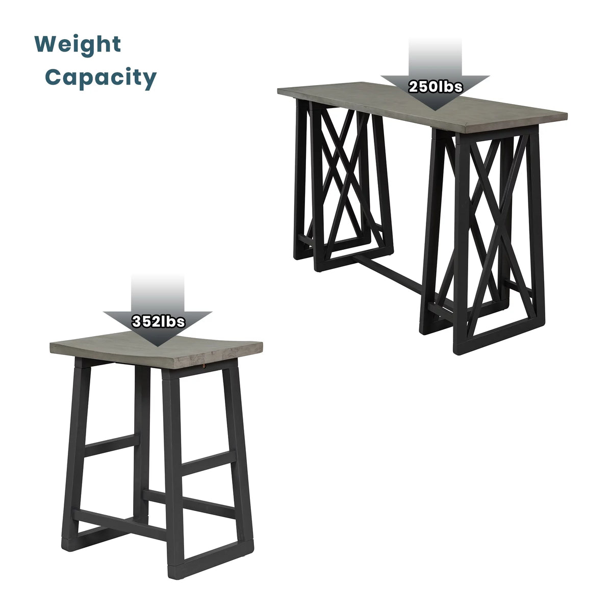 Counter Height 5-Piece Dining Set with Wood Console Table Grey Q19699