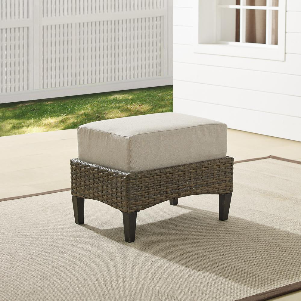 Brown Wicker Outdoor Ottoman V833