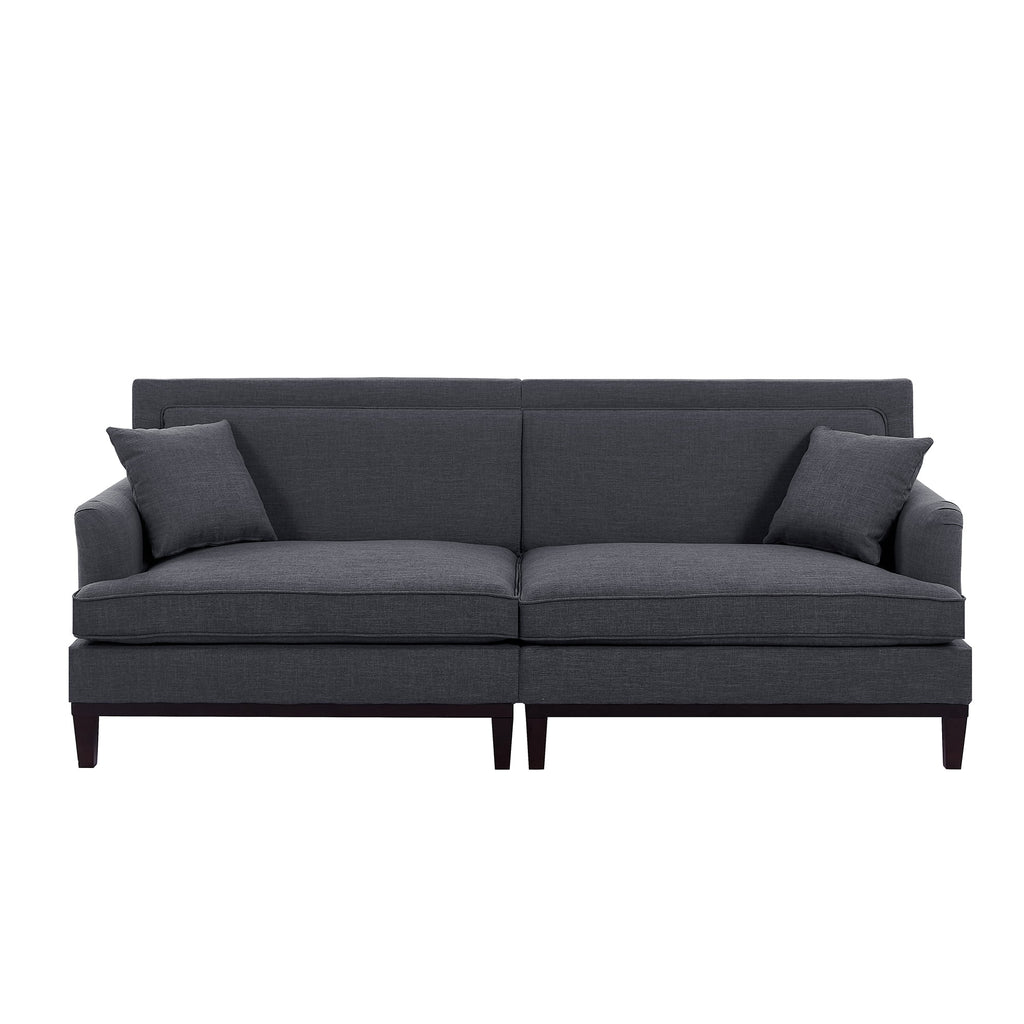 Grey Upholstered Loveseat Sofa with 2 Pillows P1469