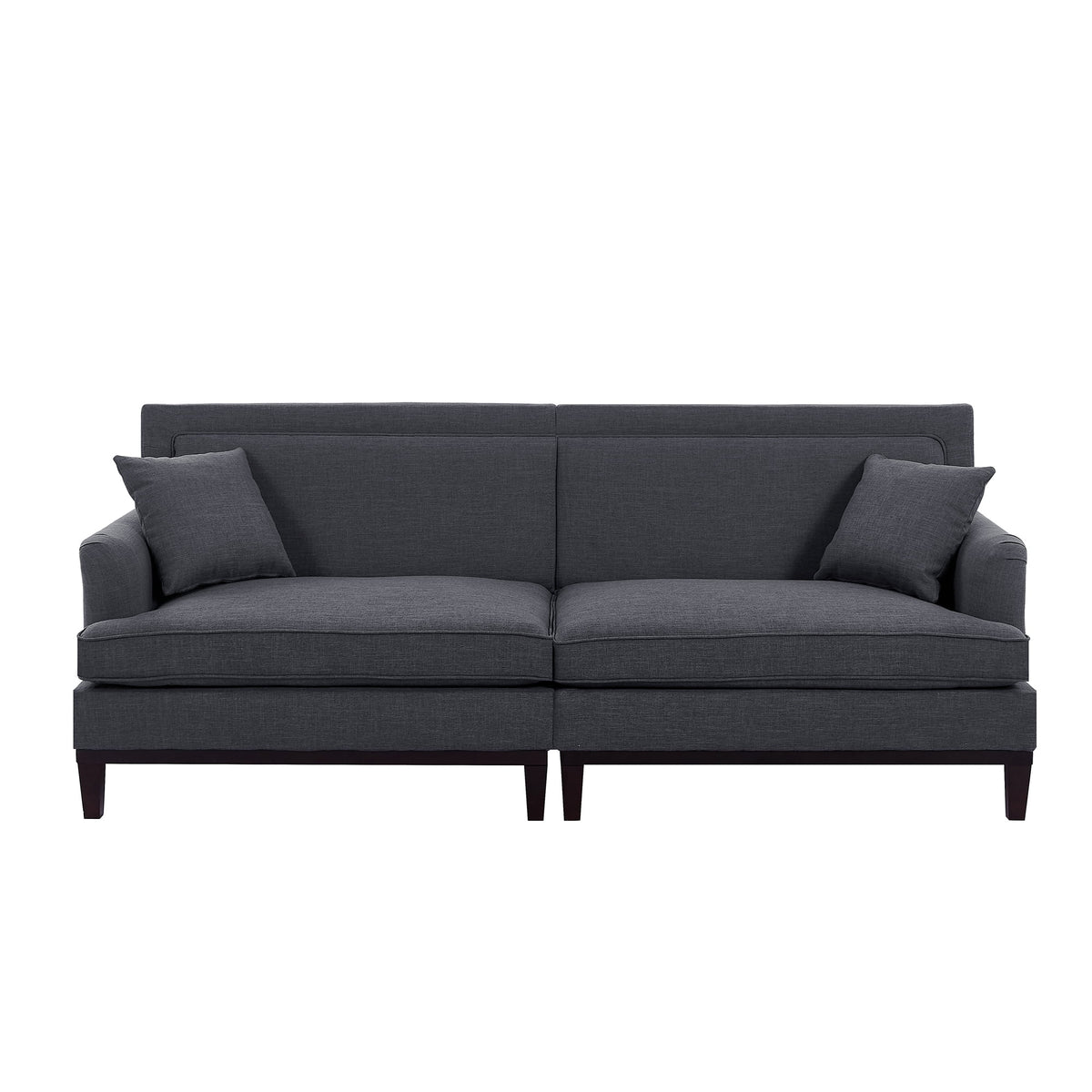 Grey Upholstered Loveseat Sofa with 2 Pillows P1469