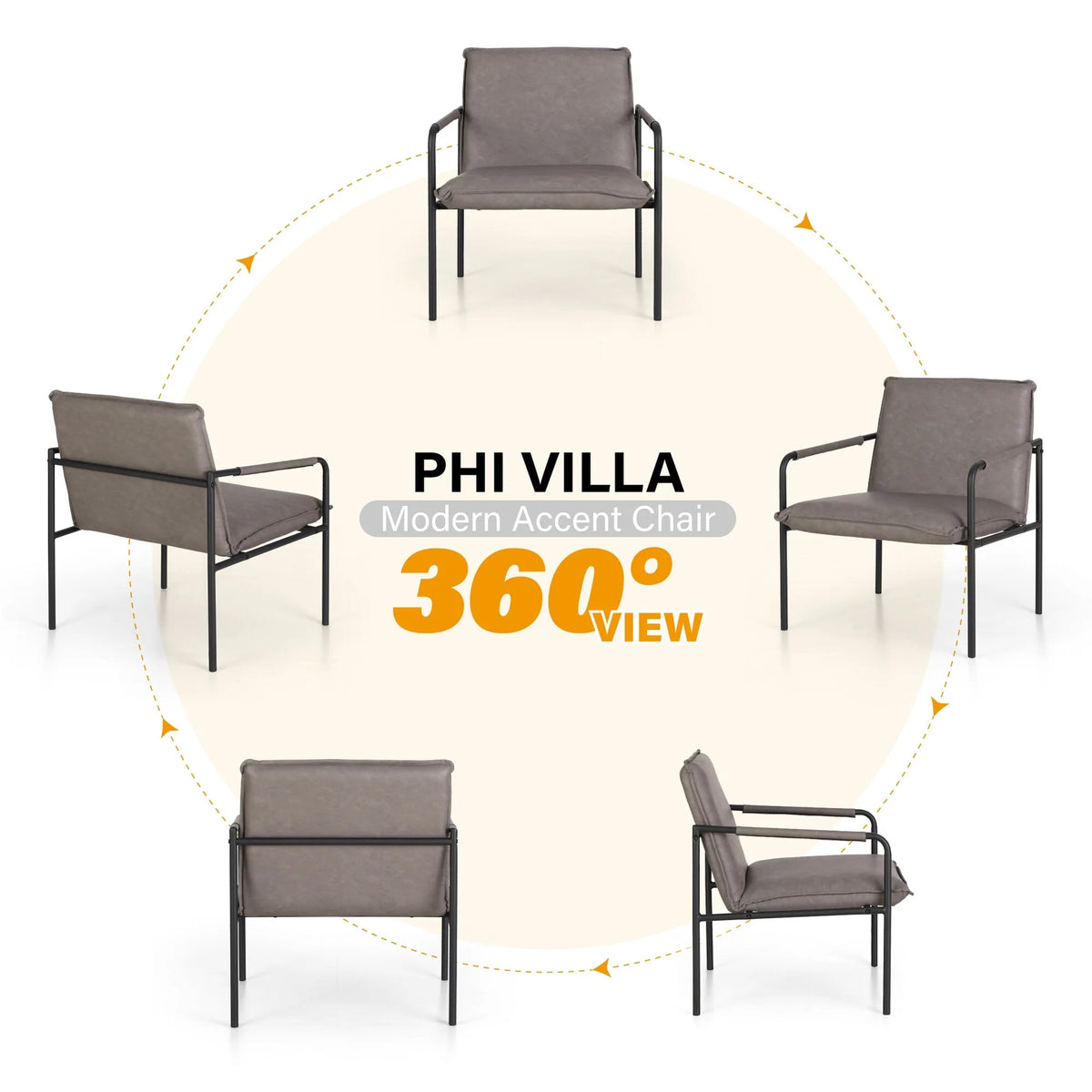 Grey Leather Accent Lounge Chair N975976