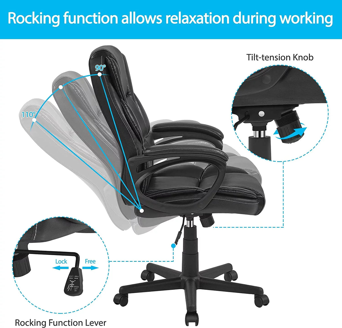High Back Wide Seat PU Leather Office Chair O518691