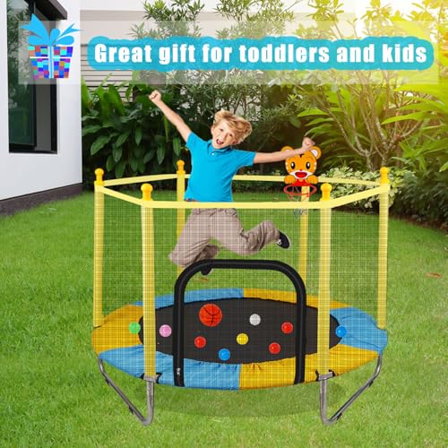 55" Trampoline with Basketball Hoop and Enclosure Net X52137