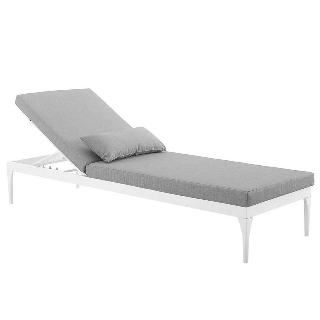Patio Chaise Lounge in White and Gray O819359