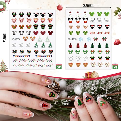 Christmas Mouse Nail Stickers 8 Sheets 3D Self Adhesive Nail Decals H1434