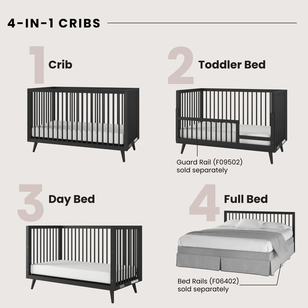 2-Piece Nursery Set with 4-in-1 Convertible Crib and 6-Drawer Double Dresser L6934