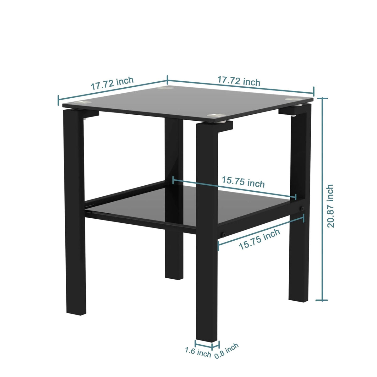 Black Glass 2 Tier Round Side Table Set of 2 P6929