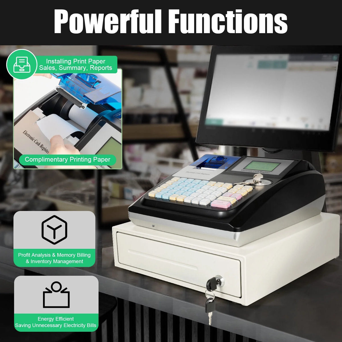 Electronic Cash Register POS System 48 Key V65023