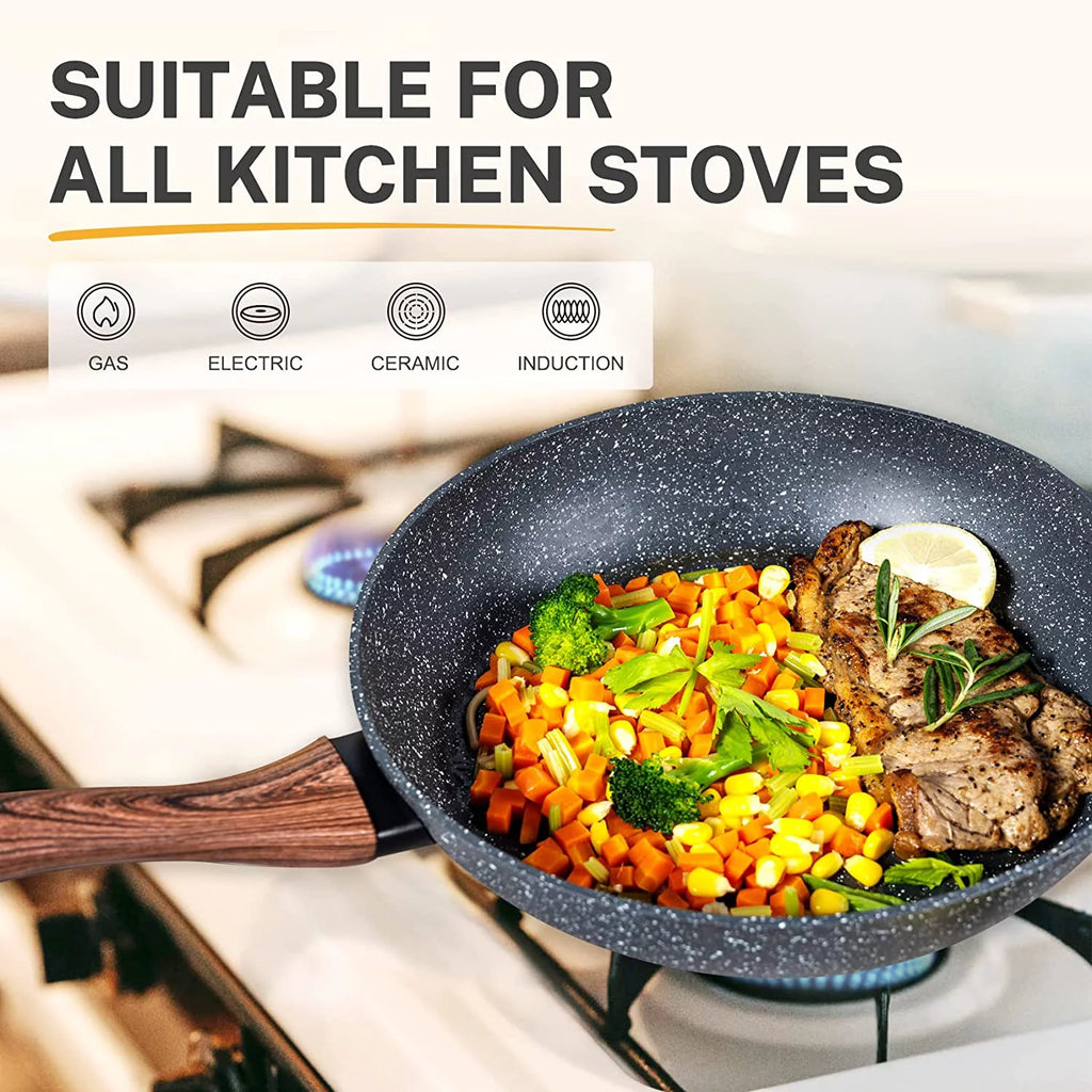 Non Stick Granite 8 Pieces Induction Cookware Set W2538